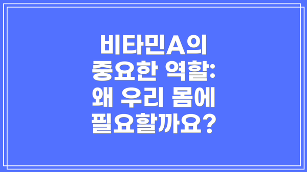 비타민A의 중요한 역할: 왜 우리 몸에 필요할까요?