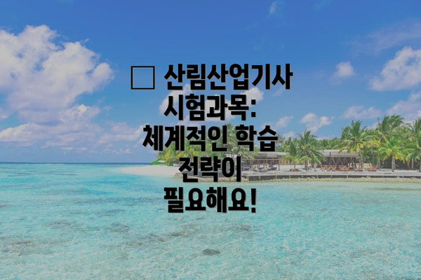 📚 산림산업기사 시험과목:  체계적인 학습 전략이 필요해요!