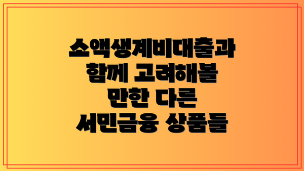 소액생계비대출과 함께 고려해볼 만한 다른 서민금융 상품들