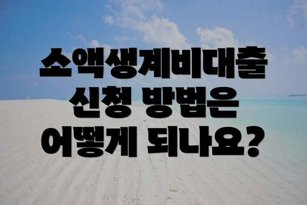 소액생계비대출 신청 방법은 어떻게 되나요?