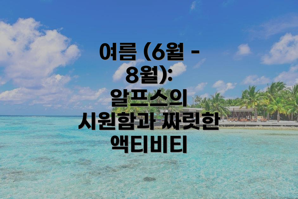 여름 (6월 - 8월): 알프스의 시원함과 짜릿한 액티비티
