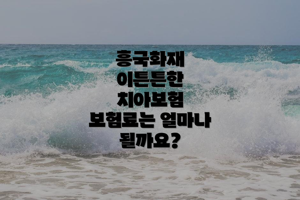 흥국화재 이튼튼한 치아보험, 가입해야 할까요?