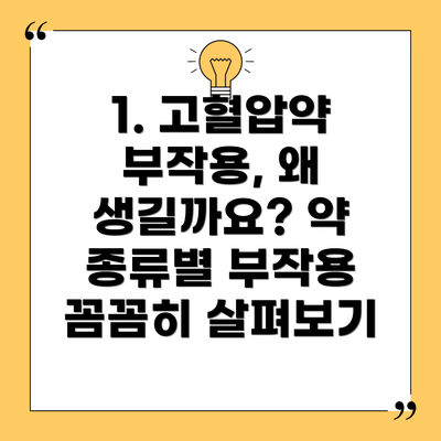 1. 고혈압약 부작용, 왜 생길까요? 약 종류별 부작용 꼼꼼히 살펴보기