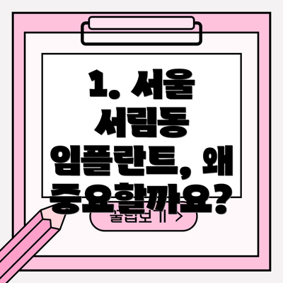 1. 서울 서림동 임플란트, 왜 중요할까요?