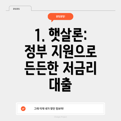 1. 햇살론: 정부 지원으로 든든한 저금리 대출