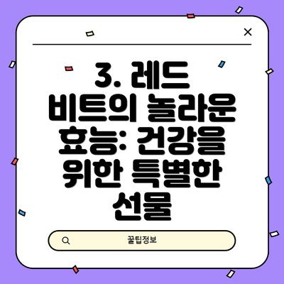 3. 레드 비트의 놀라운 효능: 건강을 위한 특별한 선물