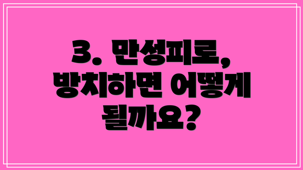 3. 만성피로, 방치하면 어떻게 될까요?
