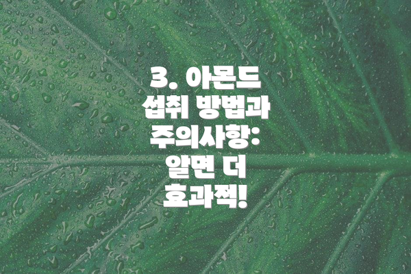 3. 아몬드 섭취 방법과 주의사항:  알면 더 효과적!