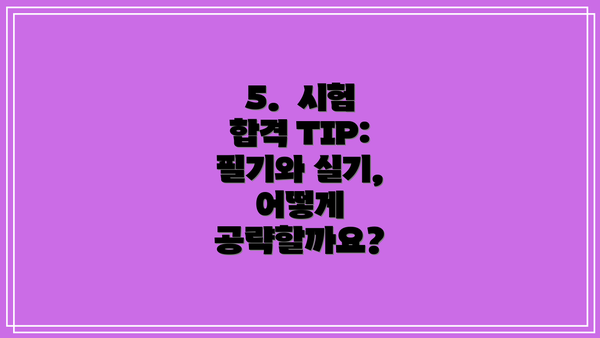 5.  시험 합격 TIP: 필기와 실기, 어떻게 공략할까요?