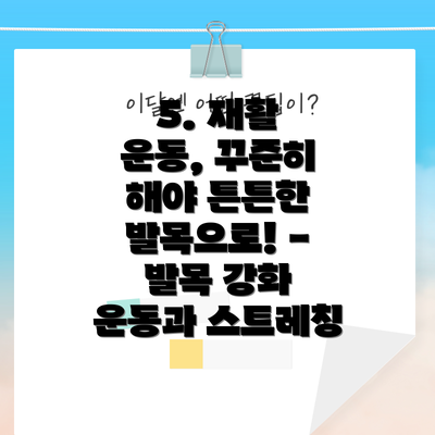 5. 재활 운동, 꾸준히 해야 튼튼한 발목으로! - 발목 강화 운동과 스트레칭