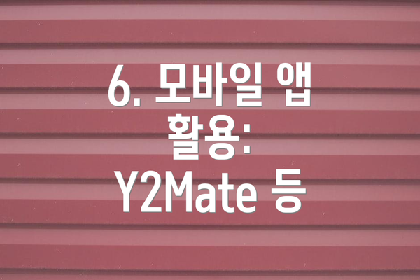 6. 모바일 앱 활용: Y2Mate 등