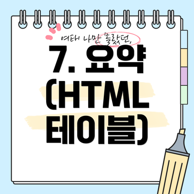 7. 요약 (HTML 테이블)