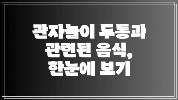 관자놀이 두통과 관련된 음식, 한눈에 보기