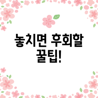 놓치면 후회할 꿀팁!