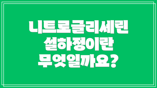 니트로글리세린 설하정이란 무엇일까요?