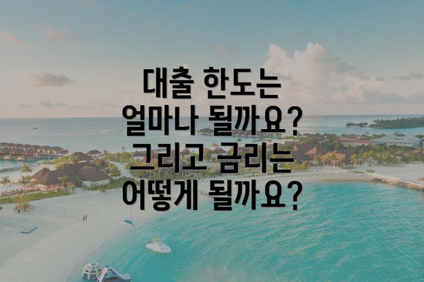 대출 한도는 얼마나 될까요?  그리고 금리는 어떻게 될까요?