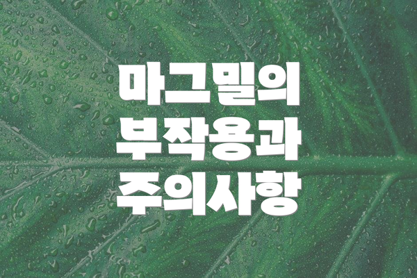 마그밀의 부작용과 주의사항