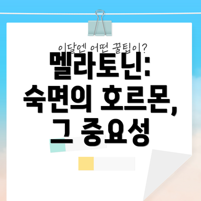 멜라토닌: 숙면의 호르몬, 그 중요성