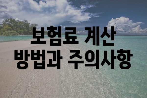 보험료 계산 방법과 주의사항