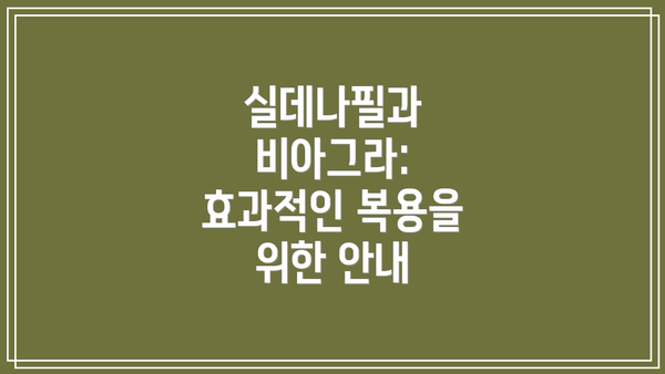 실데나필과 비아그라: 효과적인 복용을 위한 안내