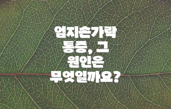 엄지손가락 통증, 그 원인은 무엇일까요?