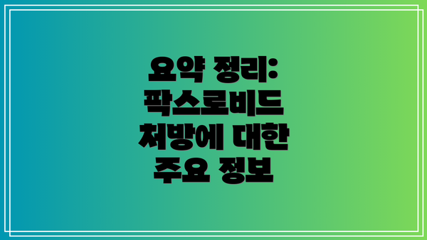 요약 정리: 팍스로비드 처방에 대한 주요 정보