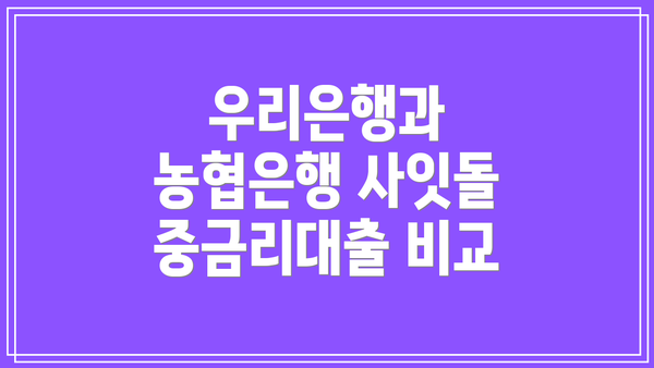우리은행과 농협은행 사잇돌 중금리대출 비교