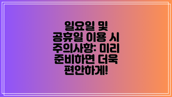 일요일 및 공휴일 이용 시 주의사항: 미리 준비하면 더욱 편안하게!