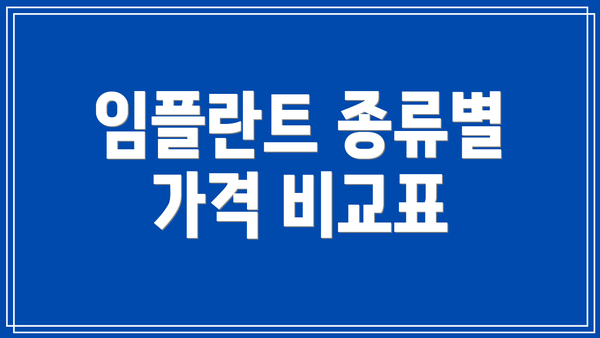 임플란트 종류별 가격 비교표