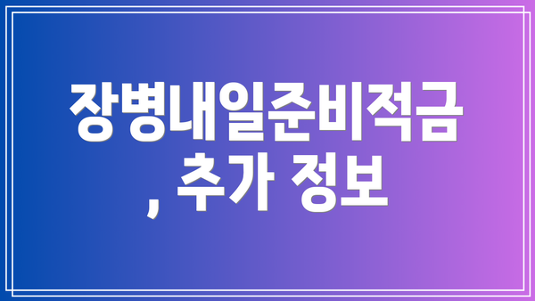 장병내일준비적금, 추가 정보