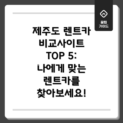 제주도 렌트카 비교사이트 TOP 5: 나에게 맞는 렌트카를 찾아보세요!