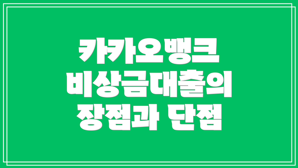 카카오뱅크 비상금대출의 장점과 단점
