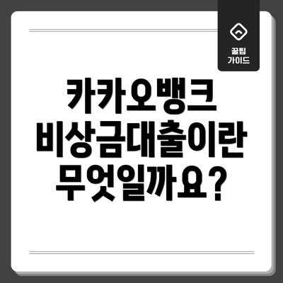 카카오뱅크 비상금대출이란 무엇일까요?