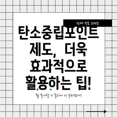 탄소중립포인트 제도, 더욱 효과적으로 활용하는 팁!