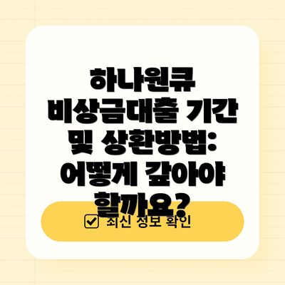 하나원큐 비상금대출 기간 및 상환방법: 어떻게 갚아야 할까요?