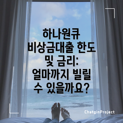 하나원큐 비상금대출 한도 및 금리: 얼마까지 빌릴 수 있을까요?
