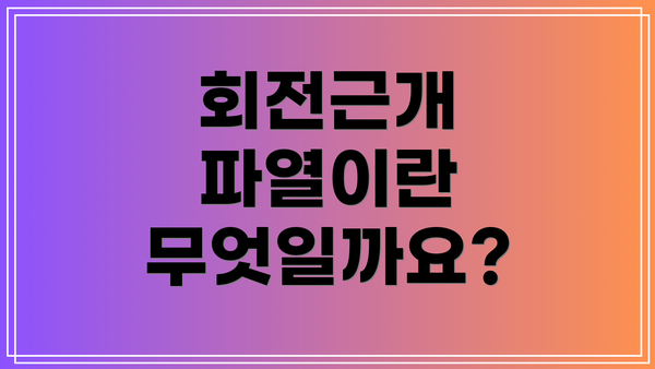 회전근개 파열이란 무엇일까요?