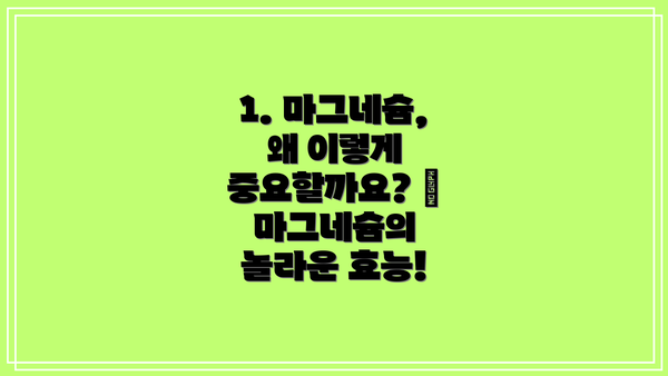 1. 마그네슘, 왜 이렇게 중요할까요? 🤔 마그네슘의 놀라운 효능!