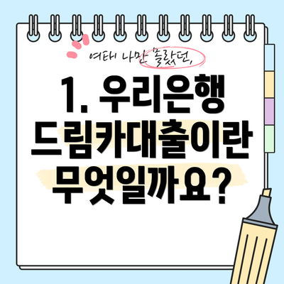 1. 우리은행 드림카대출이란 무엇일까요?