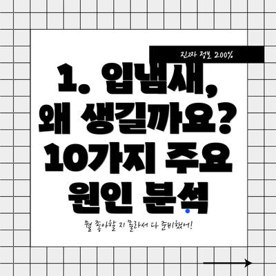 1. 입냄새, 왜 생길까요? 10가지 주요 원인 분석