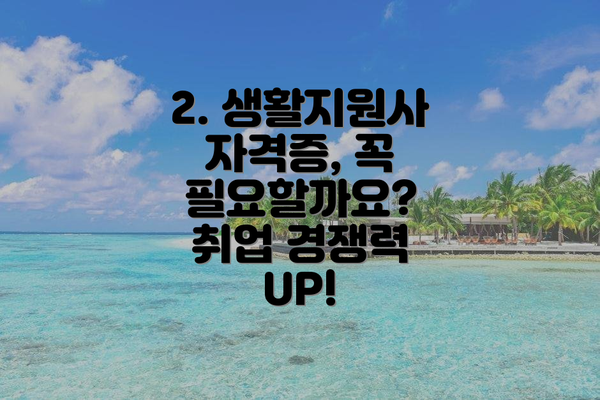 2. 생활지원사 자격증, 꼭 필요할까요? 취업 경쟁력 UP!