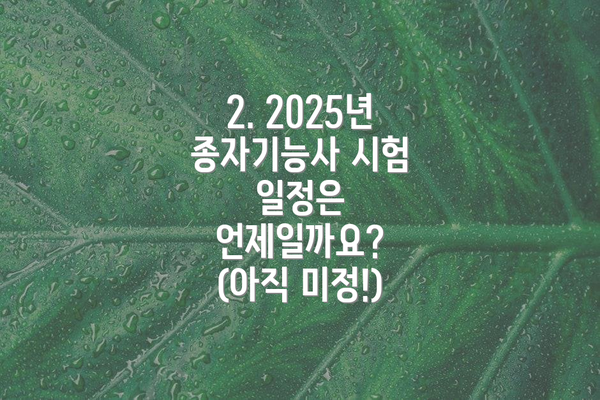 2. 2025년 종자기능사 시험 일정은 언제일까요? (아직 미정!)