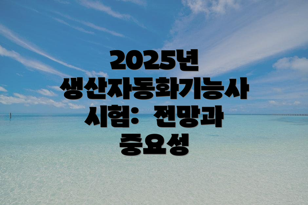 2025년 생산자동화기능사 시험:  전망과 중요성