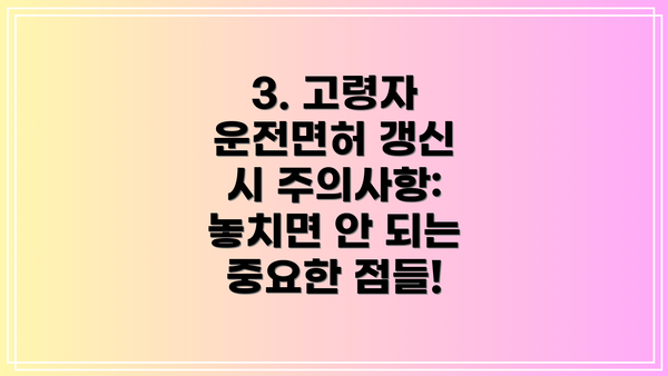3. 고령자 운전면허 갱신 시 주의사항: 놓치면 안 되는 중요한 점들!