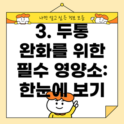 3. 두통 완화를 위한 필수 영양소: 한눈에 보기