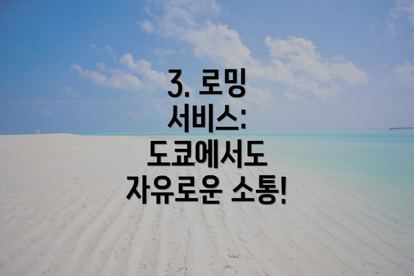 3. 로밍 서비스: 도쿄에서도 자유로운 소통!