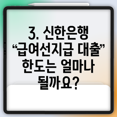 3. 신한은행 급여선지급 대출 한도는 얼마나 될까요?
