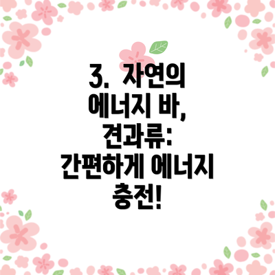 3.  자연의 에너지 바, 견과류:  간편하게 에너지 충전!