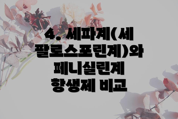 4. 세파계(세팔로스포린계)와 페니실린계 항생제 비교