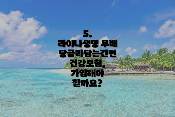 5.  라이나생명 무배당골라담는간편 건강보험, 가입해야 할까요?